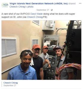 Cheech Chirag Facebook post including Daryl Wade working on St. John